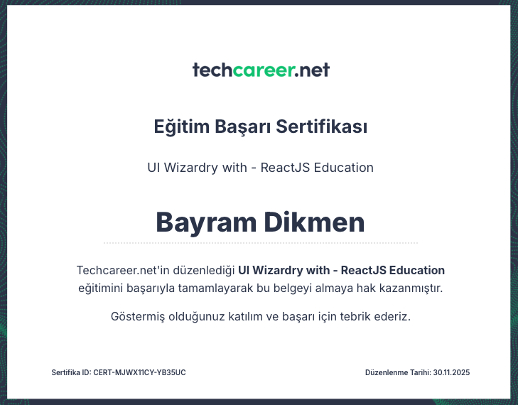 TechCareer: UI Wizardry React.js ile Web Geliştirme